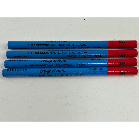 Lot of 4 Vtg DIETZGEN Perfect Point 2H Drafting Drawing Lead 6 per tube, Germany